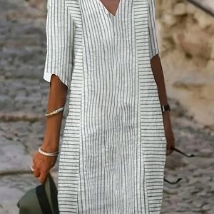 Striped White and Black Dress